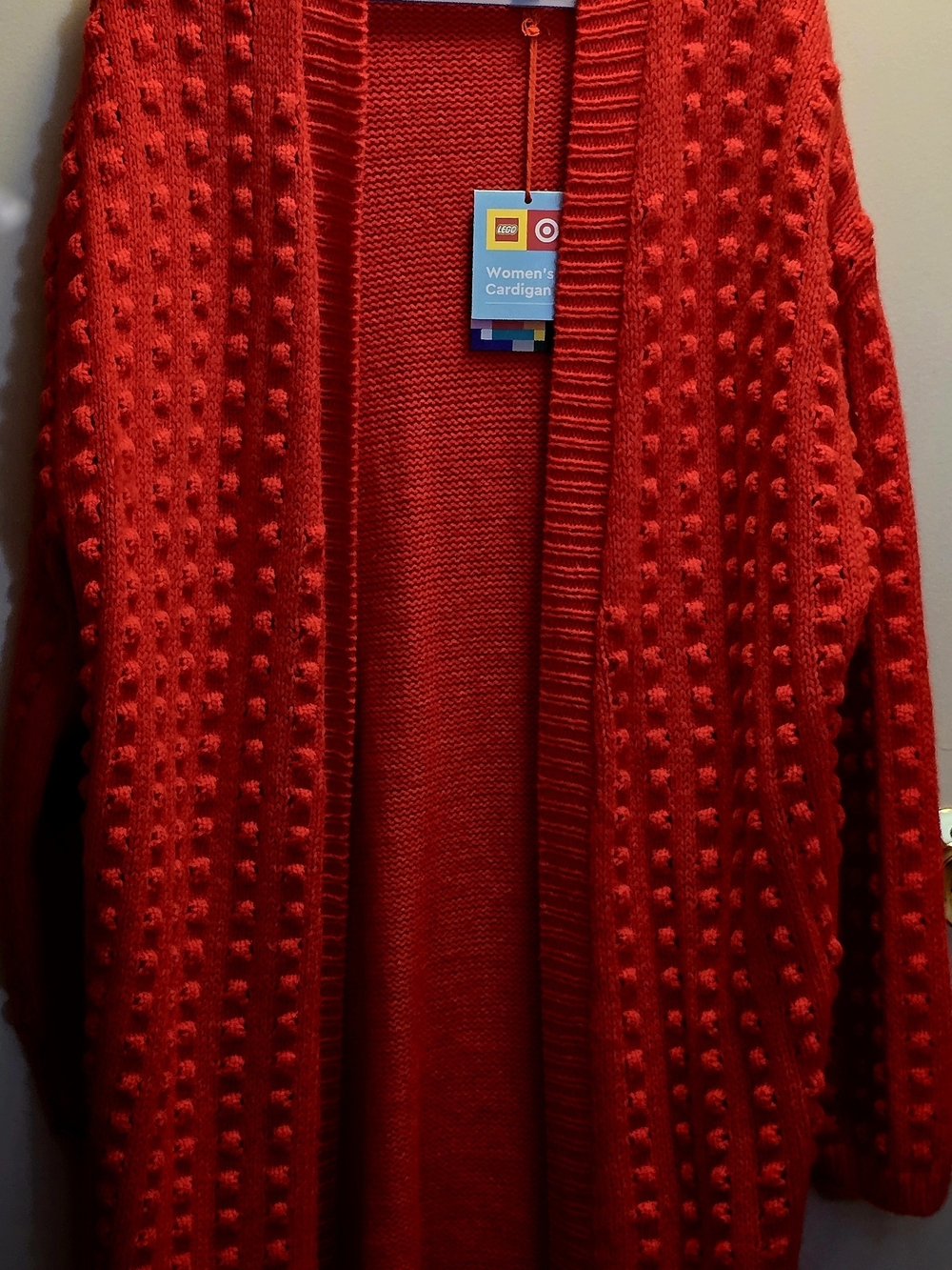 Target X LEGO Women's Red Textured Open-Front Cardigan
